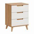 Ladekast met 3 lades, 80 x 40 x 95 cm, Wit/Eikenkleurig