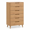 Ladekast met 6 laden 80 x 45 x 120 cm naturel eikenfineer