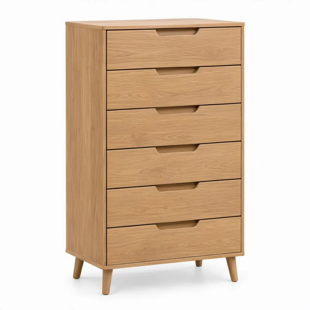 Ladekast met 6 laden 80 x 45 x 120 cm naturel eikenfineer