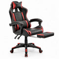 Gamingstoel met uitschuifbare voetensteun, zwart/rood PU-kunstleer, 65 x 65 x 118-128 cm