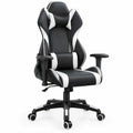 Verstelbare gamingstoel van PU-kunstleer zwart/wit, 66 x 65 x 124-134 cm
