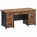 Bureau met 7 laden, 140 x 60 x 75 cm, bruin en zwart