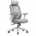 Ergonomische bureaustoel met hoofdsteun, lendensteun en armleuningen, grijs/zilvergrijs, 65 x 65 x 118-128 cm