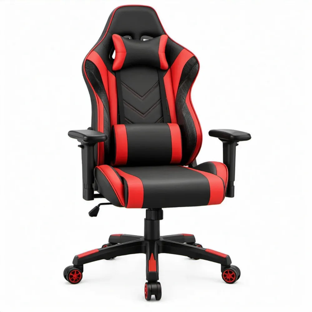 Gamingstoel met hoge rugleuning van PU-kunstleer, zwart/rood, 68 x 68 x 122-132 cm