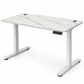 Elektrisch verstelbaar bureau 120 x 60 cm wit marmerlook met wit stalen frame