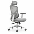 Ergonomische bureaustoel met verstelbare hoofdsteun, grijs/zilver/zwart, 64 x 64 x 116-126 cm
