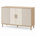 Dressoir met 4 deuren, 160 x 40 x 85 cm, crème en licht eikenhoutkleurig