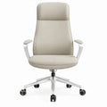 Ergonomische bureaustoel met hoge rugleuning en hoofdsteun, beige, 66 x 66 x 116-126 cm