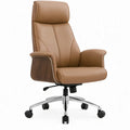 Directiestoel met hoge rugleuning van PU-kunstleer, cognacbruin, 68 x 70 x 118-128 cm