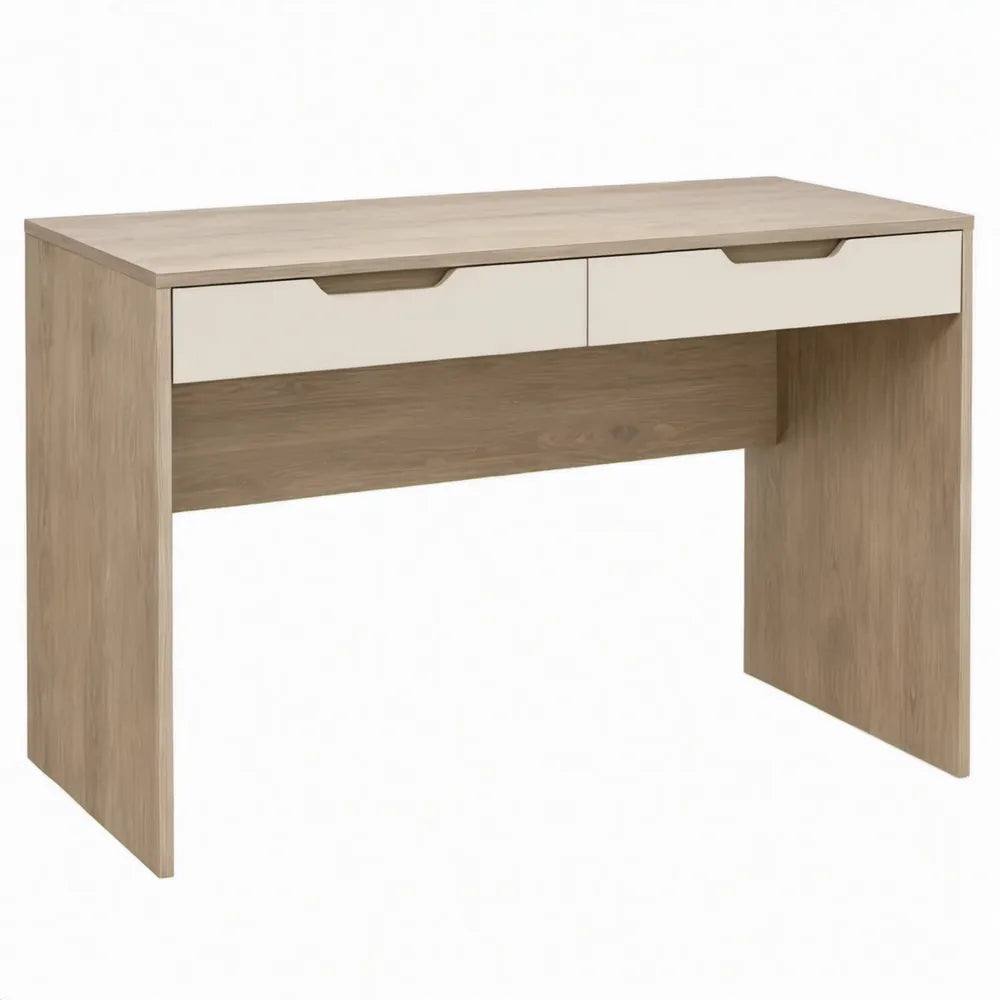 Bureau met 2 lades 100 x 50 x 75 cm Licht eiken/Wit spaanplaat