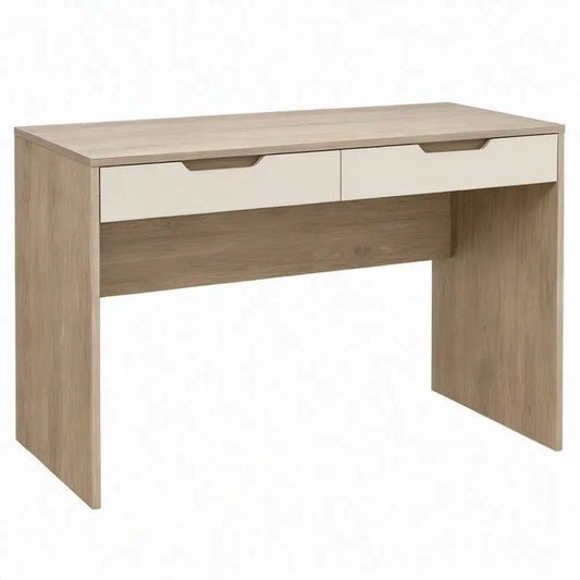 Bureau met 2 lades 100 x 50 x 75 cm Licht eiken/Wit spaanplaat