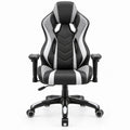 Gamingstoel zwart/grijs van PU-kunstleer met verstelbare armleuningen en kantelfunctie, 65 x 65 x 120-130 cm
