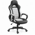 Zwart-witte gamingstoel van kunstleer, 63 x 63 x 111-121 cm